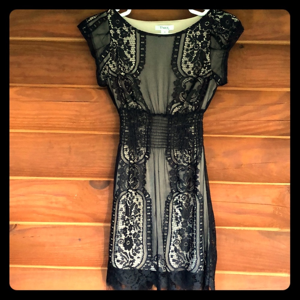 Black lace overlay dress